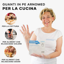 Carica l'immagine nel visualizzatore di Gallery, ARNOMED Guanti monouso in PE da donna, 100 pezzi guanti usa e getta per box, guanti plastica domestici per alimenti, gua