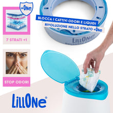 Carica l'immagine nel visualizzatore di Gallery, LillOne Kit Cassetta Riutilizzabile + 3 Ricariche Extra Lunghe 7 Strati da 7m – Compatibile con Mangiapannolini Maialino
