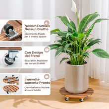 Carica l'immagine nel visualizzatore di Gallery, Bamworld Porta Piante da Interno con Ruote – Set di 2 Basi Rotonde in Legno per Vasi Grandi, Pedana Mobile per Interno e