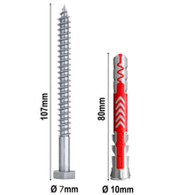 Carica l'immagine nel visualizzatore di Gallery, Fischer 10 Tasselli Lunghi Duopower con Vite 10x80 mm Universali, per il Fissaggio di Mensole, Pensili, Staffe Porta TV 