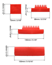 Carica l'immagine nel visualizzatore di Gallery, QWORK® 4 Pezzi Strumento Venatura Effetto Legno in Gomma, Rullo per Pittura a Struttura in Legno (Rosso, 7,4/8,7/13/15 c