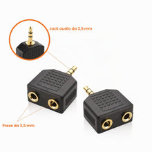Carica l'immagine nel visualizzatore di Gallery, 2 Pezzi Splitter Audio a Y da 3,5 mm, 1 Maschio a 2 Femmine, Ascolto