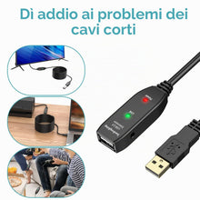Carica l'immagine nel visualizzatore di Gallery, Cavo di prolunga USB da 5 m, 10 m, 15 m, 20 m, USB 2.0, ripetitore attivo, da maschio A a femmina A, cavi lunghi con amp