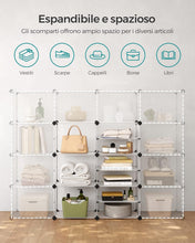 Carica l'immagine nel visualizzatore di Gallery, SONGMICS Scaffale a 9 Scomparti, Organizzatore Modulare, Scarpiera, Scomparto 30 x 40 x 30 cm, 30 x 40 x 15 cm, Soggiorno, Camera da Letto, Studio, con Martello di Gomma e Ferro, Bianco LPC36W