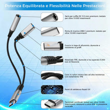 Carica l'immagine nel visualizzatore di Gallery, 2 in 1 Adattatore per Cuffie USB C e Ricarica, Jack da 3,5mm USB C Supporta PD 60W Ricarica Rapida &amp; Audio, Adaptateur C