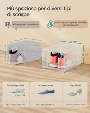 Carica l'immagine nel visualizzatore di Gallery, SONGMICS Set di 6 Scatole per Scarpe, in Plastica, Impilabile, Trasparente