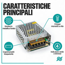 Carica l'immagine nel visualizzatore di Gallery, TEMPO DI SALDI Alimentatore Switching 12 V 5 A 60 W per Strisce LED e Telecamere