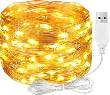 Carica l'immagine nel visualizzatore di Gallery, ALEGRE Catena luminosa a LED con USB, 20 m, 200 LED, filo di rame, con spina, impermeabile, luce bianca calda, per inter