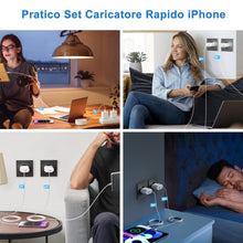 Carica l'immagine nel visualizzatore di Gallery, Confezione da 2 caricabatterie rapido USB C con cavo di ricarica per iPhone 2 m e 1 m, cavo di ricarica rapida per i Pho