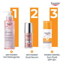 Carica l'immagine nel visualizzatore di Gallery, Eucerin Pigment Control Sun Fluid SPF 50+ 50 ml, Crema solare viso 50+ con filtri UVA/UVB, Protezione solare viso 50+ an