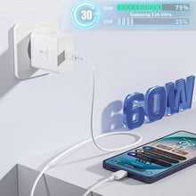 Carica l'immagine nel visualizzatore di Gallery, 60W USB C Caricatore Caricabatterie con Cavo ricarica 2m per Samsung Galaxy
