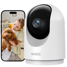 Carica l'immagine nel visualizzatore di Gallery, GNCC 2K Telecamera Wi-Fi Interno 2.4/5GHz Visione Notturna(Confezione da 1)
