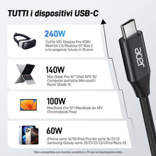 Carica l'immagine nel visualizzatore di Gallery, Acer Cavo USB C 240W 3m, Cavo USB C a USB C Carica Rapida