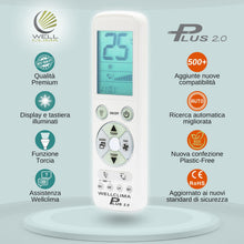Carica l'immagine nel visualizzatore di Gallery, Wellclima Plus 2.0 – Telecomando Universale per Condizionatore con la Maggiore Compatibilità sul Mercato, Tastiera e Dis