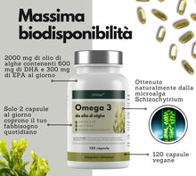 Carica l'immagine nel visualizzatore di Gallery, EXVital® Omega 3 da olio di alghe, vegano, 120 capsule softgel, 2000 mg con 600 mg di DHA e 300 mg di EPA al giorno, ott