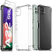 Carica l'immagine nel visualizzatore di Gallery, Ferilinso Cover per Samsung Galaxy A22 5G + 2 pezzi in vetro temperato protezione schermo [custodia trasparente silicone