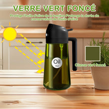 Carica l'immagine nel visualizzatore di Gallery, YARRAMATE Spruzzino Olio in Vetro Luce Blocco Scuro Verde per Friggitrice Aria 2 in 1, 470 ml Dosatore d'Oliva Bottiglia