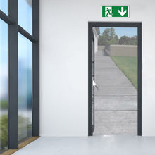 Carica l'immagine nel visualizzatore di Gallery, pubblimania 4 Pezzi Uscita di Emergenza in Basso PVC Adesivo Resistente per Esterno e Interno (Cm 29x13) (4 Uscita in Ba