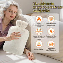 Carica l'immagine nel visualizzatore di Gallery, Homealexa Borsa dell'Acqua Calda, cata con Custodia Peluche Morbida 2L Boule Acqua Calda in Gomma Naturale Beige