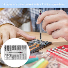 Carica l'immagine nel visualizzatore di Gallery, Diompirux 500 Pezzi Micro Viti con Cacciavite, Set di Mini Viti Autofilettanti, con Testa a Croce Tonda, 18 taglie di vi