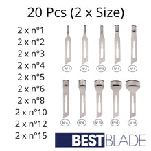 Carica l'immagine nel visualizzatore di Gallery, Lame Sgorbia Best Blade + Manico Porta Lama in Alluminio con chiusura a vite – Start Kit Pedicure Professionale – 20 Lam