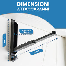 Carica l'immagine nel visualizzatore di Gallery, Generico Appendiabiti da Porta Estensibile Senza Forare Salvaspazio Compatibile Porte fino a 4,5 cm - Nero
