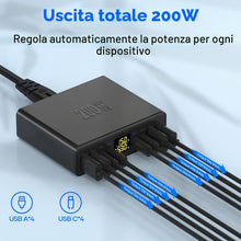 Carica l'immagine nel visualizzatore di Gallery, Caricatore USB C Multiplo 8 Porte con Schermo LED 200W Stazione
