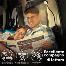 Carica l'immagine nel visualizzatore di Gallery, acegoo Lampada da lettura da parete LED 12v luce barca camper, dimmerabile collo di cigno flessibile DC12-24V comodino c