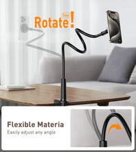 Carica l'immagine nel visualizzatore di Gallery, Supporto magnetico per smartphone da letto e supporto da tavolo a collo di cigno con anelli metallici, supporto flessibi