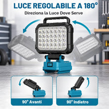 Carica l'immagine nel visualizzatore di Gallery, Faro LED Ricaricabile per Makita Batteria 18V, 6800LM, Due Porte USB