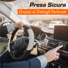 Carica l'immagine nel visualizzatore di Gallery, Upgrade4cars Coprivolante Auto Bianco Nero Finta Pelle Universale 37-38 cm