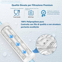Carica l'immagine nel visualizzatore di Gallery, FILTRIACQUAITALIA Cartuccia Filtro A SEDIMENTI 10 Pollici Micron 5 per OSMOSI INVERSA DEPURATORE Acqua Set 3 Pezzi