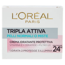 Carica l'immagine nel visualizzatore di Gallery, L'Oréal Paris Tripla Attiva Crema Viso Idratante Protettiva Giorno per Pelli Normali o Miste, 50 ml