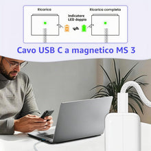 Carica l'immagine nel visualizzatore di Gallery, Cavo da USB C a Magnetic 3 per lavori flessibili a casa, 2 m, 140 W, in nylon, con forte protezione magnetica, compatibi