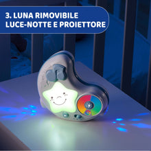 Carica l'immagine nel visualizzatore di Gallery, Chicco Palestrina dei Colori Azzurra 3in1, Palestrina Neonato Multifunzione Elettronica con Tappeto Neonato, Proiettore Stelle, Luce Notturna Removibile e Melodie Rilassanti - Giochi Neonato 0+ Mesi