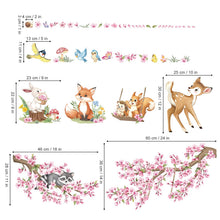 Carica l'immagine nel visualizzatore di Gallery, decalmile Adesivi Murali Animali Bosco Adesivi da Parete Ramo Albero Rosa
