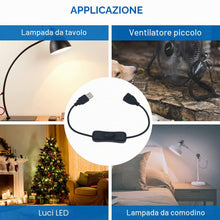 Carica l'immagine nel visualizzatore di Gallery, CESFONJER Cavo USB Con Interruttore On/Off, 4pcs 30cm, Da Maschio a Femmina, Compatibile per Ventilatore, Strisce LED