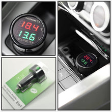 Carica l'immagine nel visualizzatore di Gallery, 1 Pezzi 2 in 1 Voltmetro Digitale Termometro DC 12V 24V, HUAZIZ tensione batteria misuratore di temperatura monitor test
