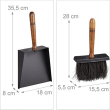 Carica l'immagine nel visualizzatore di Gallery, Relaxdays Kit Scopa e Paletta per Camino, Set Accessori Pulizia Legna e Stufa, in Ferro e Manico in Legno, Nero Marrone