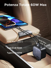 Carica l'immagine nel visualizzatore di Gallery, UGREEN Nexode 60W Caricatore Auto USB C Retrattile Accendisigari USB C 30W