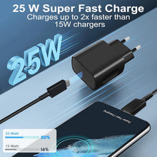Carica l'immagine nel visualizzatore di Gallery, 2 x 25W Caricatore USB C Rapido per Caricabatterie Samsung, Alimentatore USB C con 2X2M Cavo USB Tipo C per Samsung S25/