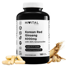 Carica l'immagine nel visualizzatore di Gallery, Ginseng Rosso Coreano 6000 mg. 180 capsule vegane per 6 mesi.