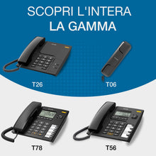 Carica l'immagine nel visualizzatore di Gallery, Alcatel T06 NERO Telefono fisso, ultra compatto ideale per spazi limitati, installabile a muro, Tasto di richiamata