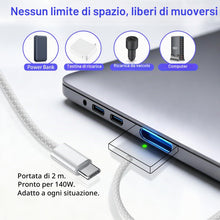 Carica l'immagine nel visualizzatore di Gallery, Cavo da USB C a Magnetic 3 per lavori flessibili a casa, 2 m, 140 W, in nylon, con forte protezione magnetica, compatibi