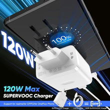 Carica l'immagine nel visualizzatore di Gallery, 120W SUPERVOOC Caricatore Rapido con Cavo USB C 1M per OPPO Find X5 X3 2 Neo Reno13FS 13F 12 11F per realme GT 7 Pro 6 6