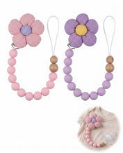 Carica l'immagine nel visualizzatore di Gallery, Set da 2 portaciuccio con motivo floreale e pois, senza BPA, con cordino in cotone e clip in silicone, unisex, design ca