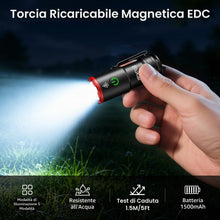 Carica l'immagine nel visualizzatore di Gallery, Blukar Torcia LED Mini Ricaricabile, EDC con Base Magnetica e Clip