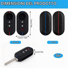 Carica l'immagine nel visualizzatore di Gallery, 2 Pezzi Cover Chiavi per Fiat 500, Guscio Chiave in Silicone con 3 Tasti per Fiat 500 500L Panda Punto Qubo Lancia Ypsil
