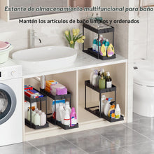 Carica l'immagine nel visualizzatore di Gallery, Meltrck 2 Pezzi Organizer Sottolavello Cucina 2 Livelli, Scaffale Estraibile per Lavello, Portaoggetti Sottolavello con 