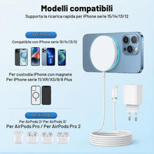 Carica l'immagine nel visualizzatore di Gallery, Caricatore Wireless Magnetico 15W per iPhone con Base di Ricarica Portatile